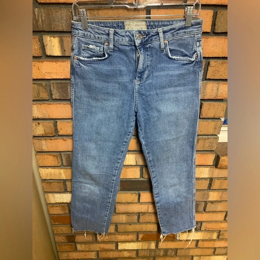 Free People Cropped Fringe Ankle Jeans